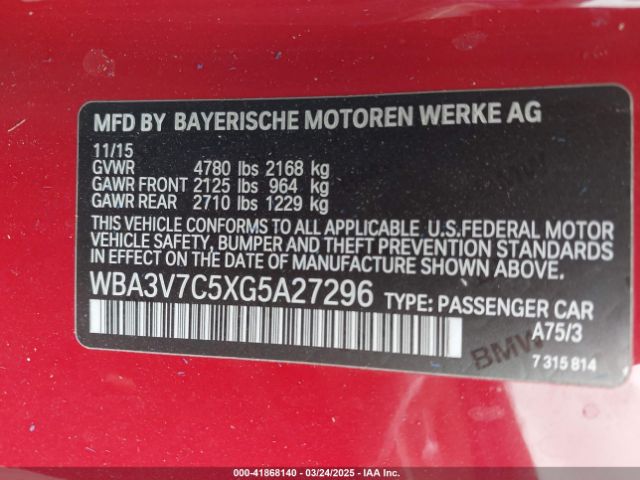WBA3V7C5XG5A27296 BMW 428i