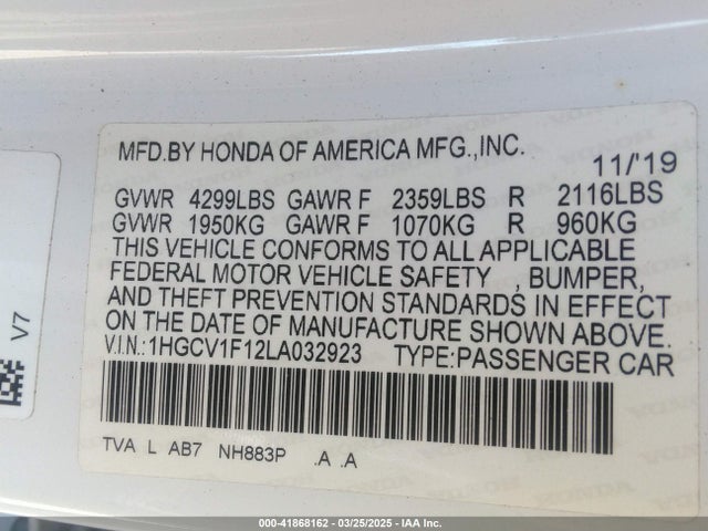1HGCV1F12LA032923 Honda ACCORD LX