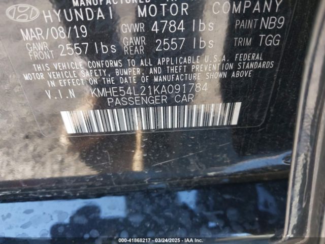 KMHE54L21KA091784 Hyundai Sonata Plug-in Hybrid Limited