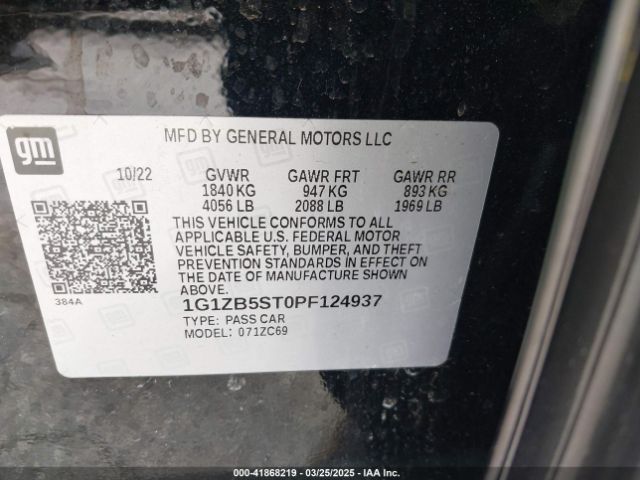 1G1ZB5ST0PF124937 Chevrolet Malibu Fwd Ls