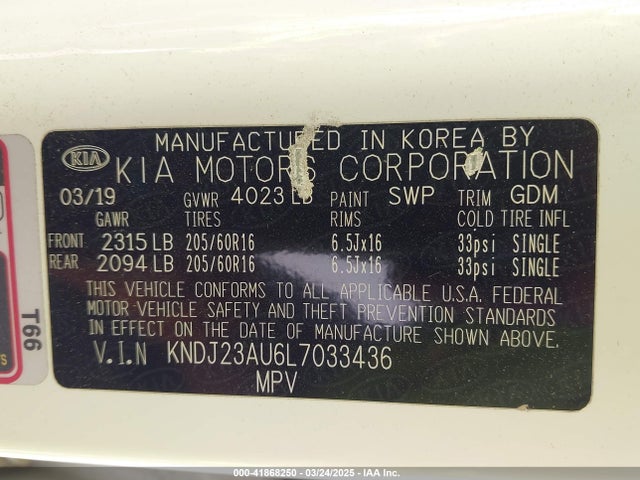 KNDJ23AU6L7033436 KIA SOUL LX
