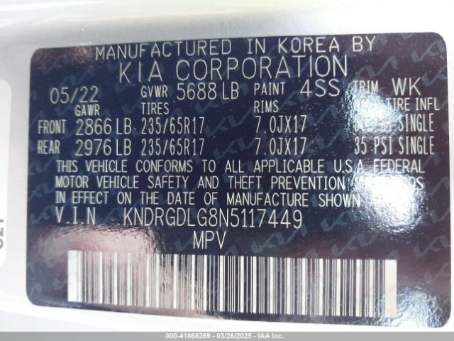 2022 KIA SORENTO HYBRID KNDRGDLG8N5117449 Photo 8