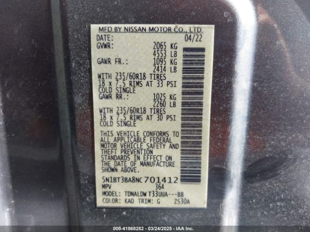 2022 NISSAN ROGUE 5N1BT3BA8NC701412 Photo 8