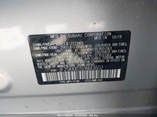 JF2SKAXC5LH443602 Subaru Forester Touring