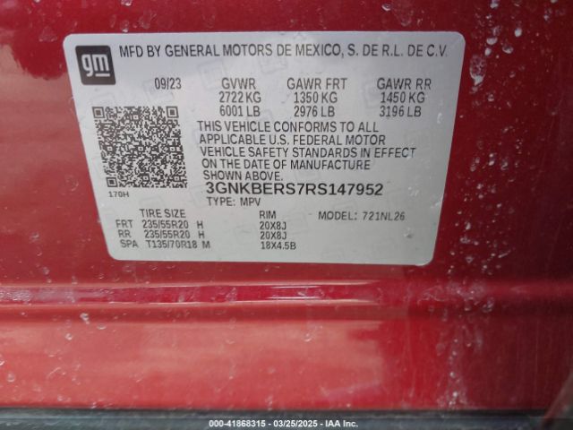 3GNKBERS7RS147952 Chevrolet Blazer Fwd Rs