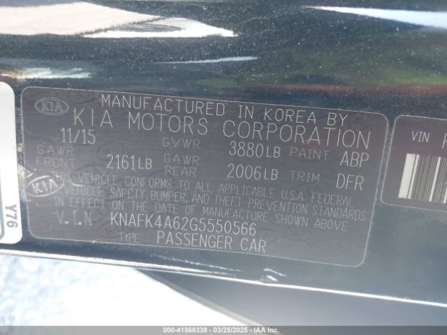 KNAFK4A62G5550566 KIA FORTE LX