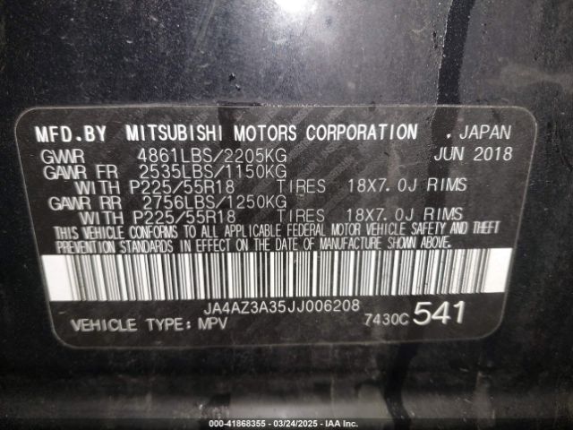 JA4AZ3A35JJ006208 Mitsubishi Outlander Es/le/se/sel