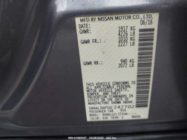 1N4AL3AP5GC247702 Nissan Altima 2.5 S