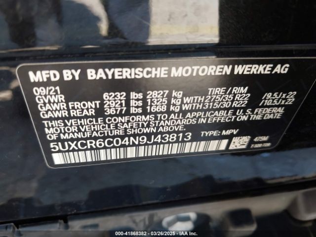 5UXCR6C04N9J43813 BMW X5 Xdrive40i
