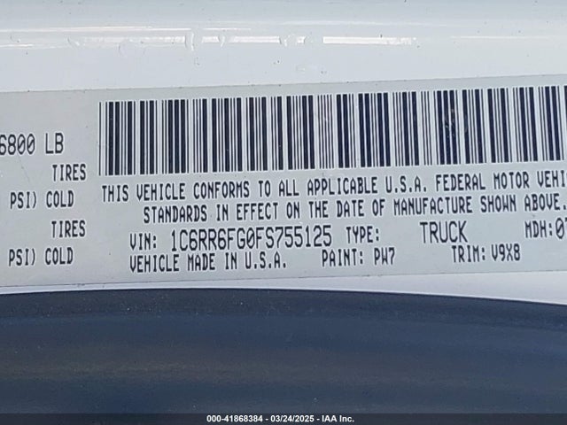 RAM 1500 2015 1C6RR6FG0FS755125 Image 9