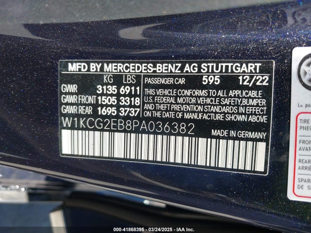 W1KCG2EB8PA036382 Mercedes-Benz Eqs 450 4matic