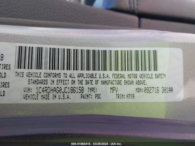 1C4RDHAG0JC186158 Dodge Durango Sxt Rwd