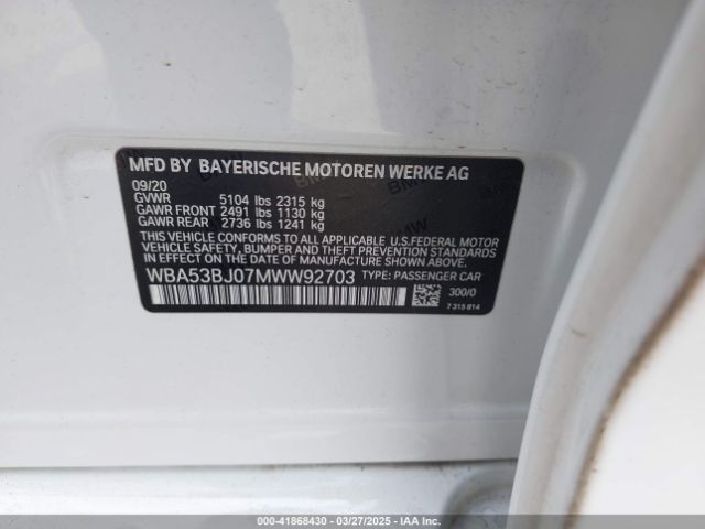 WBA53BJ07MWW92703 BMW 540I