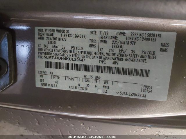 5LMTJ3DH4KUL20647 Lincoln Mkc Reserve