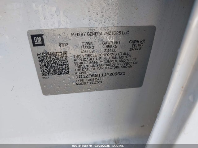 1G1ZD5ST1JF200621 Chevrolet lfv - direct injection, variable valve timing, gen 1