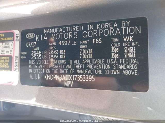 KNDPN3ACXJ7353395 KIA Sportage Ex