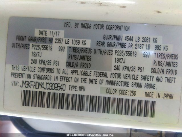 JM3KFADM4J0309540 Mazda Cx-5 Grand Touring