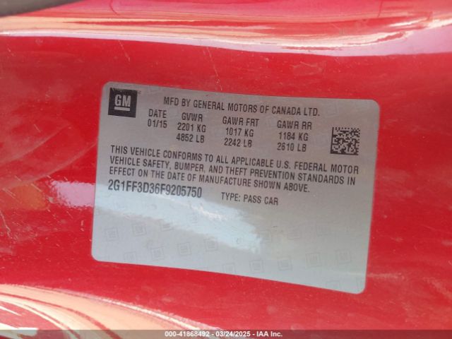 2G1FF3D36F9205750 Chevrolet Camaro 2lt