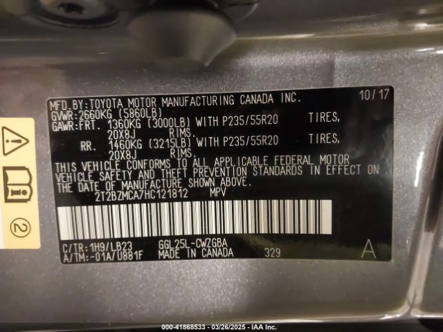 2T2BZMCA7HC121812 Lexus RX 350