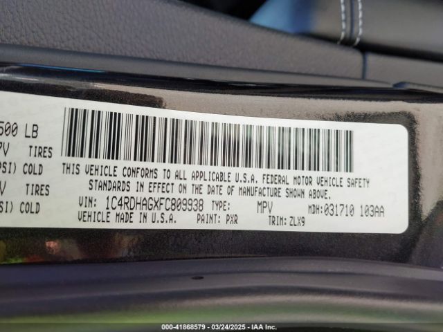 1C4RDHAGXFC809938 Dodge Durango Sxt