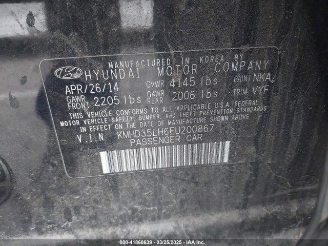 KMHD35LH6EU200867 Hyundai dohc gdi nu