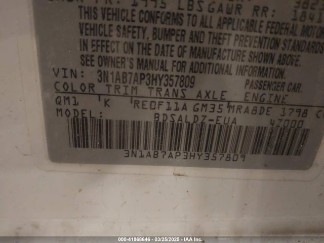Nissan SENTRA SV 2017 3N1AB7AP3HY357809 Image 9