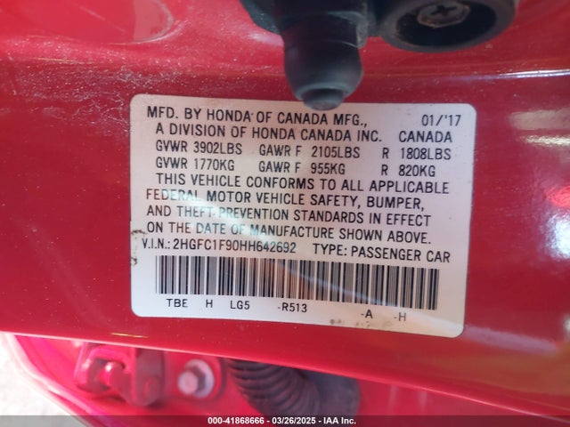 2HGFC1F90HH642692 Honda Civic Touring