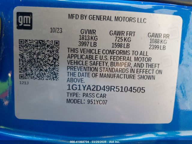 2024 CHEVROLET CORVETTE STINGRAY 1G1YA2D49R5104505 Photo 8