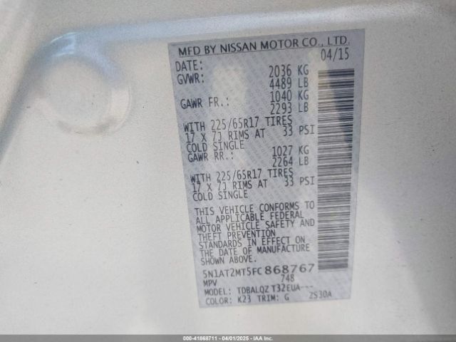 5N1AT2MT5FC868767 Nissan ROGUE SV