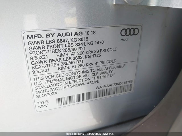 2019 AUDI Q7 WA1VAAF73KD015756 Photo 8
