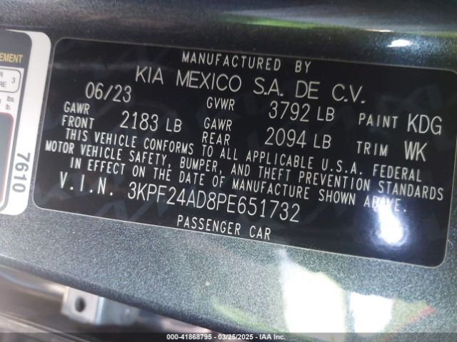 3KPF24AD8PE651732 KIA Forte Lxs