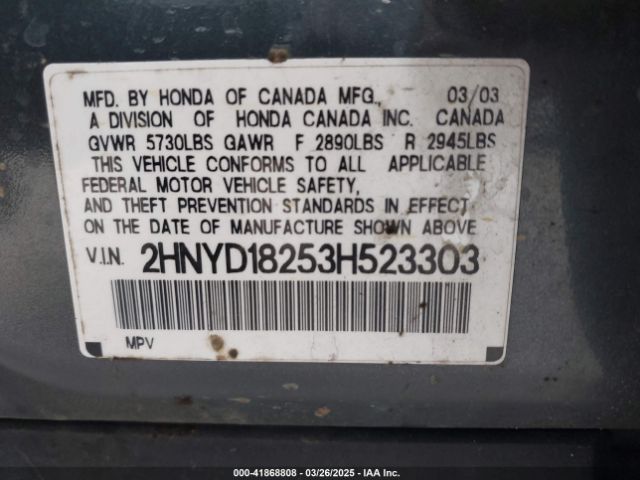 2003 ACURA MDX 2HNYD18253H523303 Photo 8
