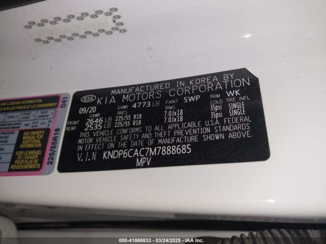 KNDP6CAC7M7888685 KIA SPORTAGE S