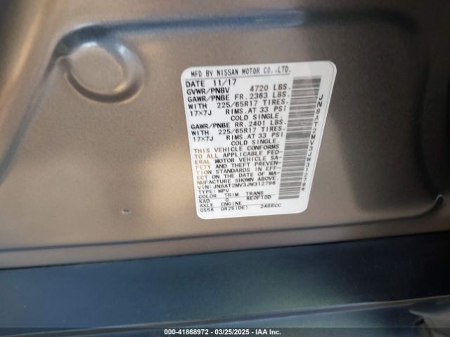 JN8AT2MV3JW312796 Nissan ROGUE S