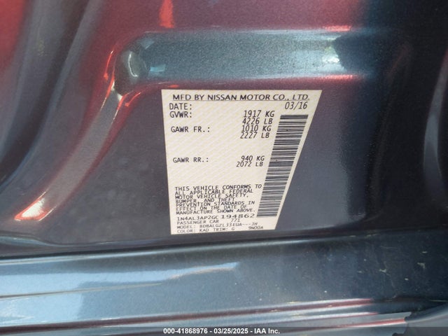 1N4AL3AP2GC194862 Nissan Altima 2.5 S