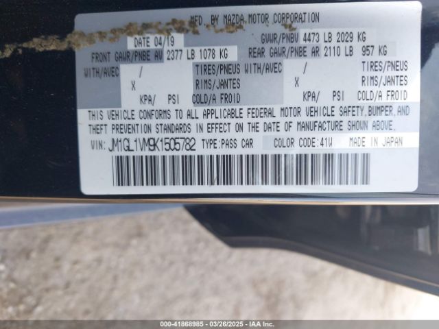 JM1GL1VM9K1505782 Mazda Mazda6 Touring