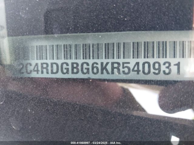 2C4RDGBG6KR540931 Dodge Grand Caravan Se