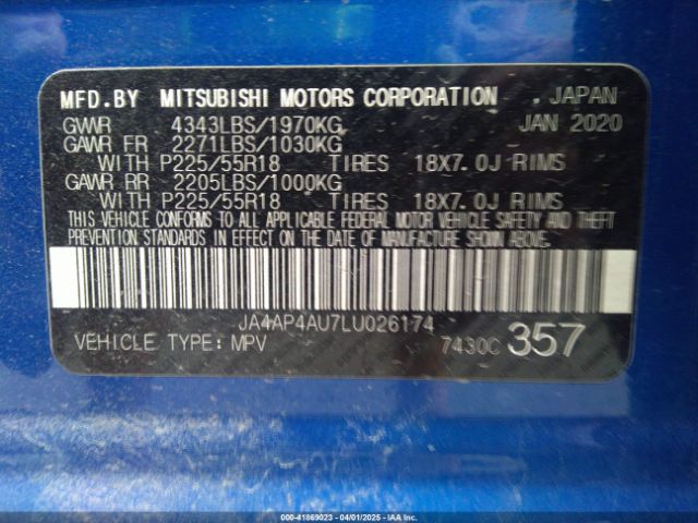 JA4AP4AU7LU026174 Mitsubishi Outlander Sport 2.0 Se