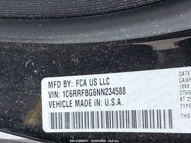 1C6RRFBG6NN234588 RAM 1500 Big Horn  4x4 6'4 Box