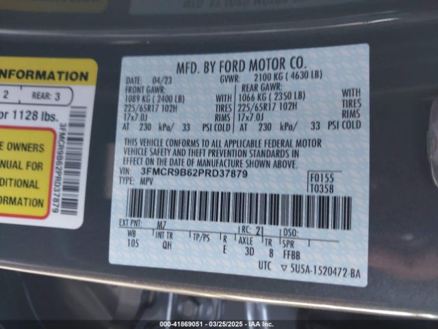2023 FORD BRONCO SPORT 3FMCR9B62PRD37879 Photo 8