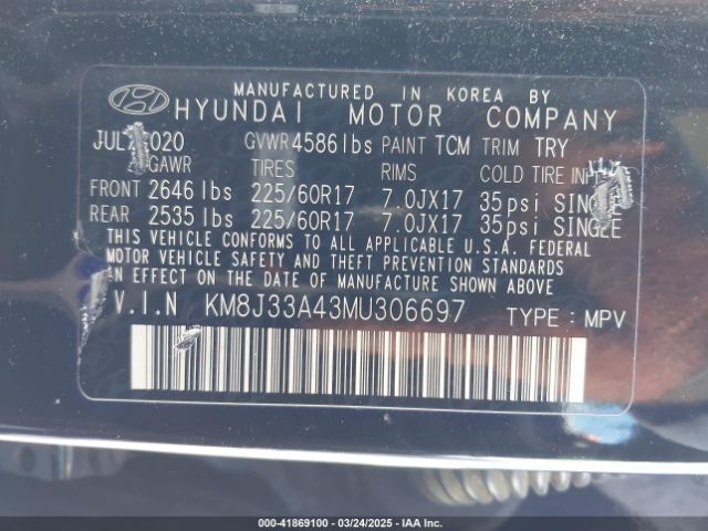 2021 HYUNDAI TUCSON KM8J33A43MU306697 Photo 8
