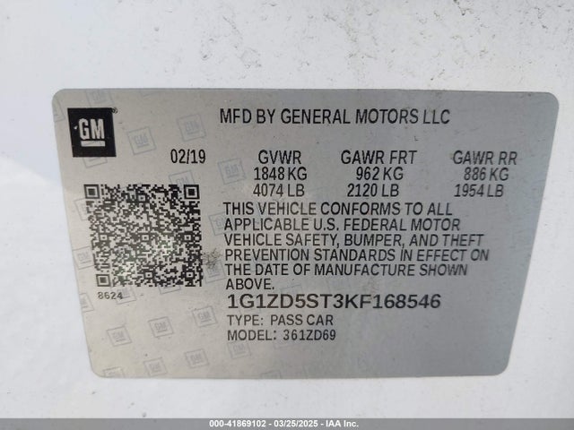 Chevrolet MALIBU LT 2019 1G1ZD5ST3KF168546 Image 9