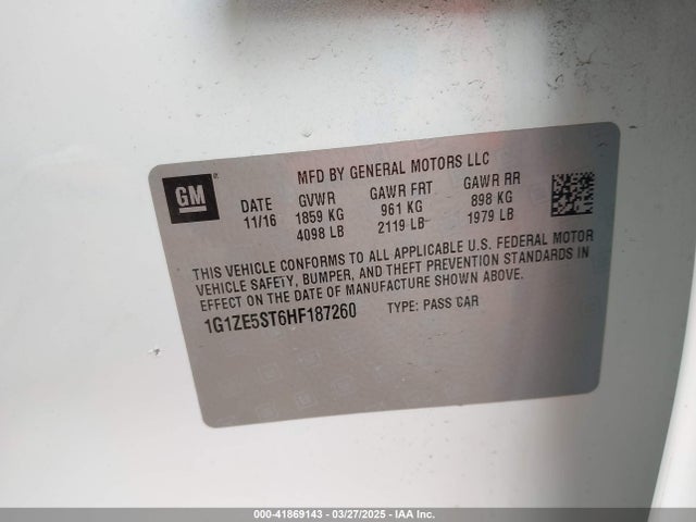 1G1ZE5ST6HF187260 Chevrolet MALIBU 1LT