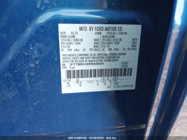 3FTTW8H36RRA06441 Ford Maverick Xlt