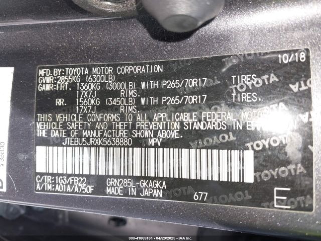 JTEBU5JRXK5638880 Toyota 4RUNNER SR5