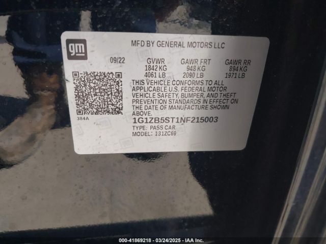 1G1ZB5ST1NF215003 Chevrolet Malibu Fwd Ls
