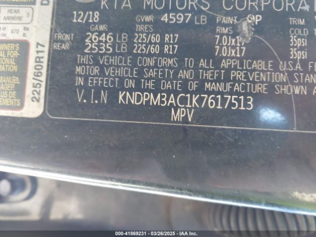 KNDPM3AC1K7617513 KIA gdi theta ii