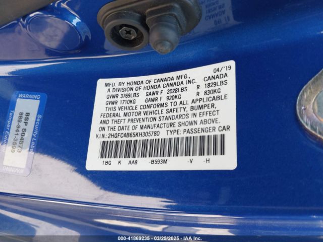 2HGFC4B65KH305780 Honda Civic Lx