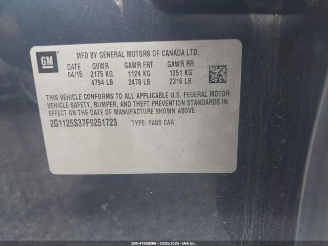 2G1125S37F9251723 Chevrolet Impala 2lt