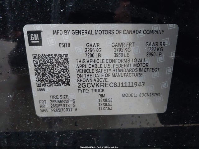 2GCVKREC8J1111943 Chevrolet Silverado 1500 2lt